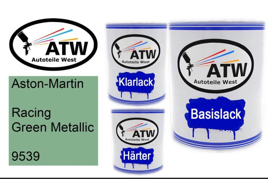 Aston-Martin, Racing Green Metallic, 9539: 1L Lackdose + 1L Klarlack + 500ml Härter - Set, von ATW Autoteile West.